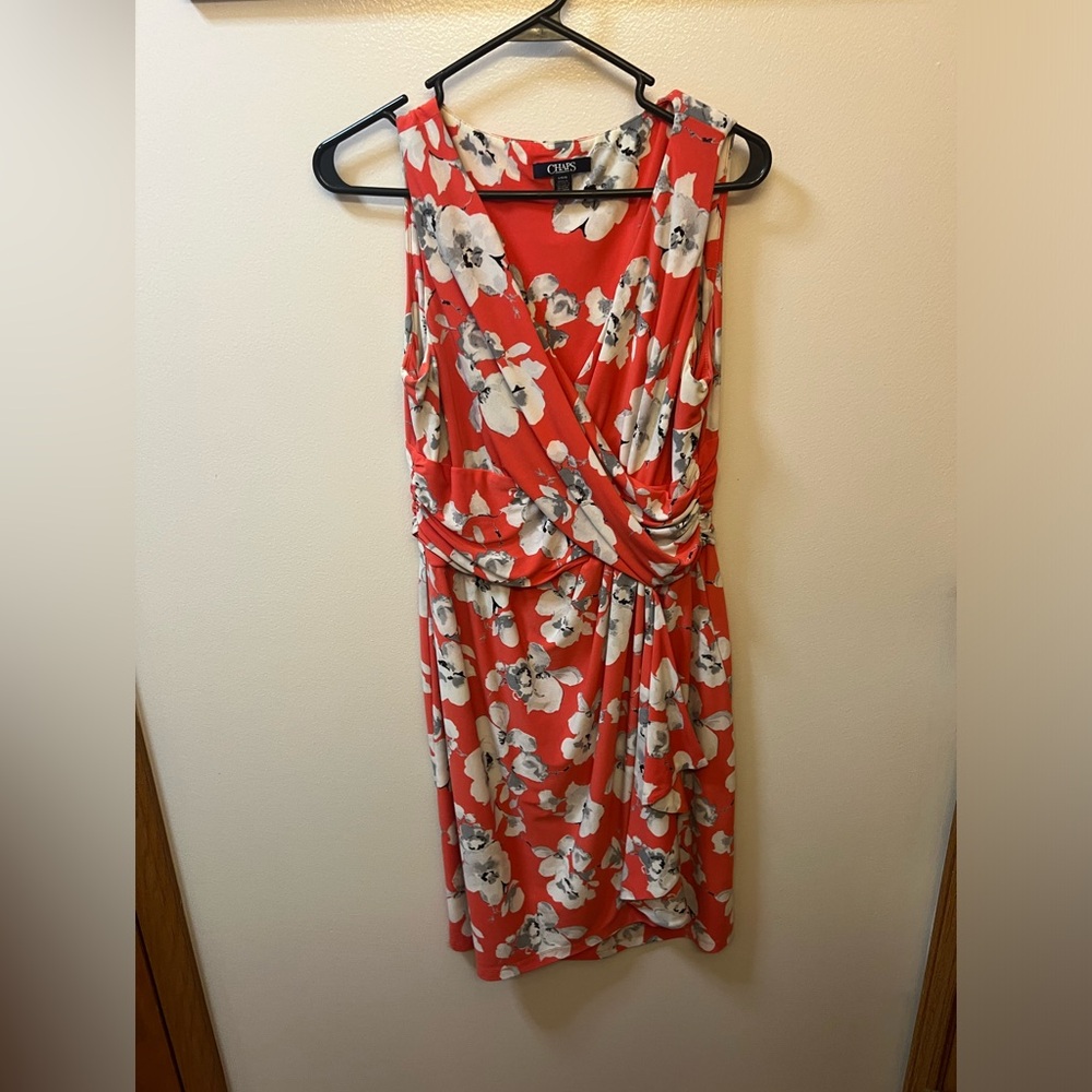 Large (Size 12/14/16) Coral Pink dress with floral print